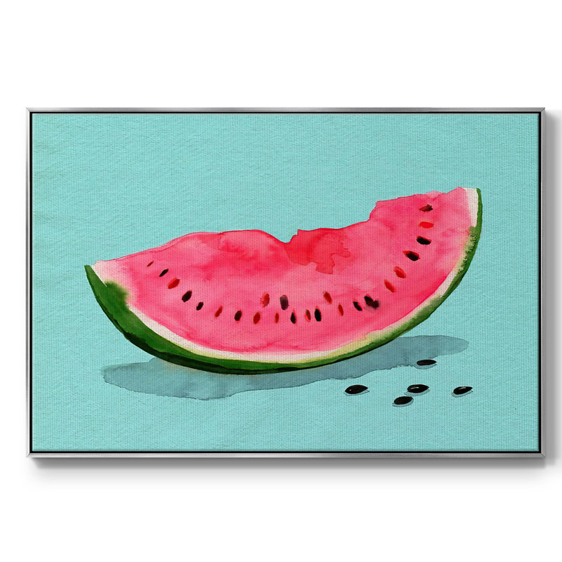 Summer Watermelon II, peinture sur toile encadrée, H 17 po x l 25 po x P 2 po, Encadrement argenté