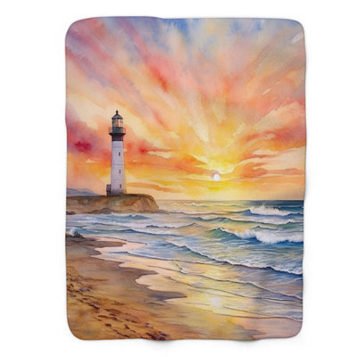 Phare de bord de mer - couverture Sherpa de qualité supérieure 1 pièce