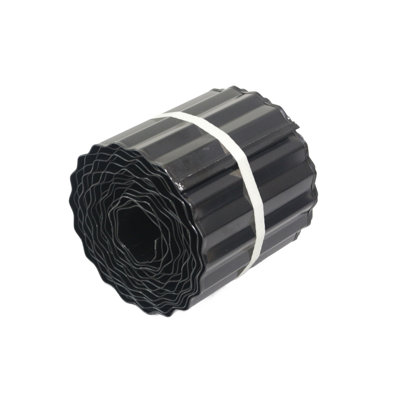 4w Corrugated Galvanized Steel Landscape Edging, Flexible Lawn Edge For Flower Beds, Yard, And Patio (black)