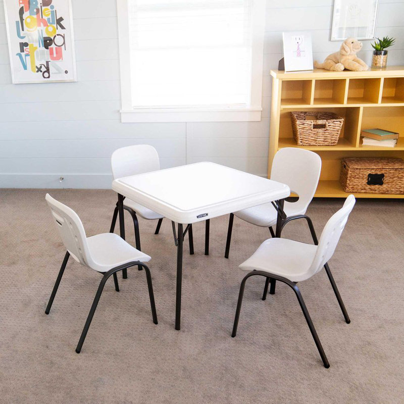 Almond Square Metal and Plastic Kids Folding Table
