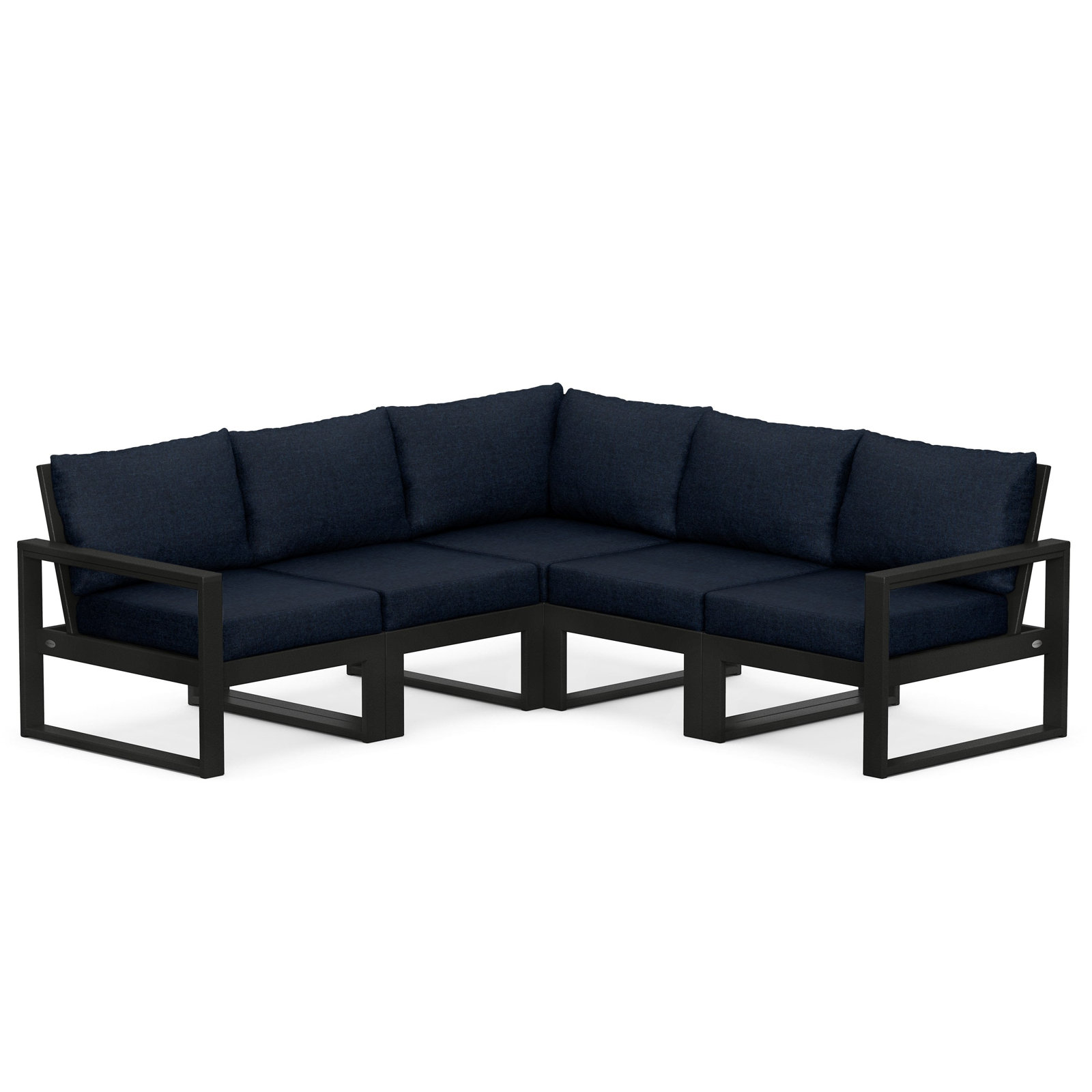 POLYWOOD® Edge 85" Patio Sectional, Marine Indigo, Black