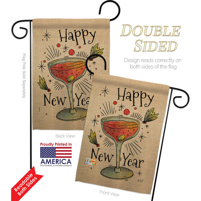 Ensemble de drapeaux 18,5 x 13 po Cheers Happy New Year