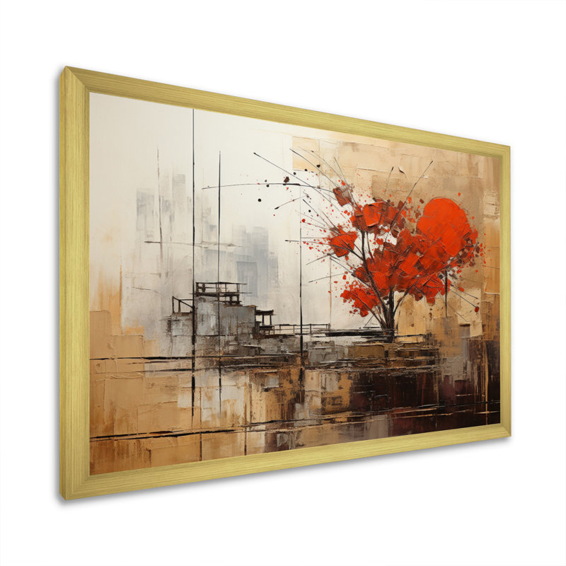 Collages d'automne I - Collages abstraits, impressions sur toile, Cadre doré à une seule photo, H 16 po x l 32 po x P 1 po