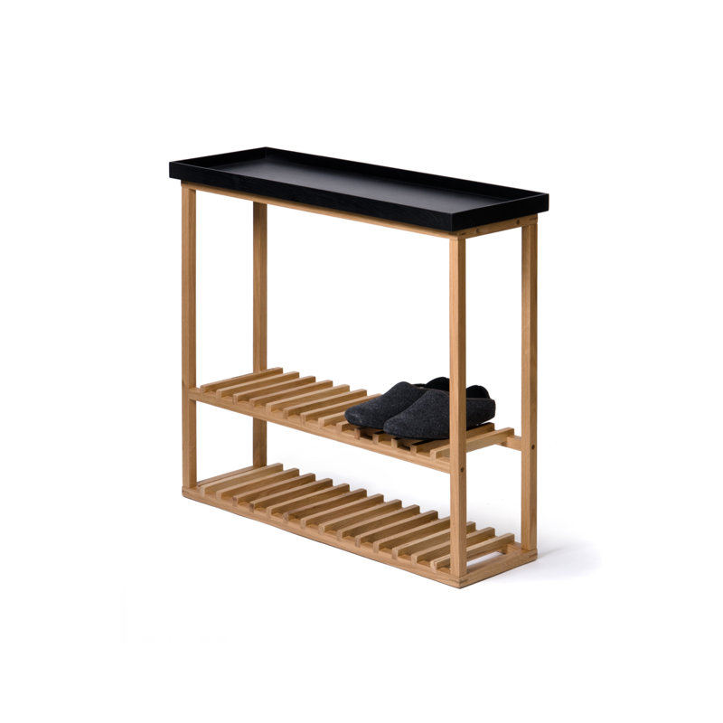 32'' W Solid Wood Console Table, Natural, Black
