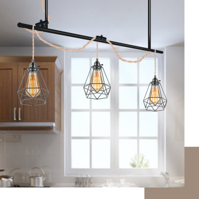 Douille 3 lumières E26 en corde de chanvre pour déco maison