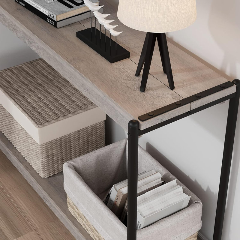 Console Farmhouse, table de vestibule, canapé à 2 niveaux de style lattes avec tablette, consoles pour vestibule, salon, couloir, vestibule