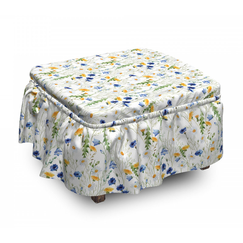 Housse pour repose-pieds rural marguerites