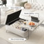 Table basse de rangement carrée à dessus relevable de 35 pouces - Revêtement beige avec capacité généreuse rembourrée pour le salon