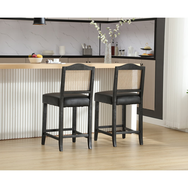 Ariew Unfinished 26.5'' Counter Stool, Black, Black