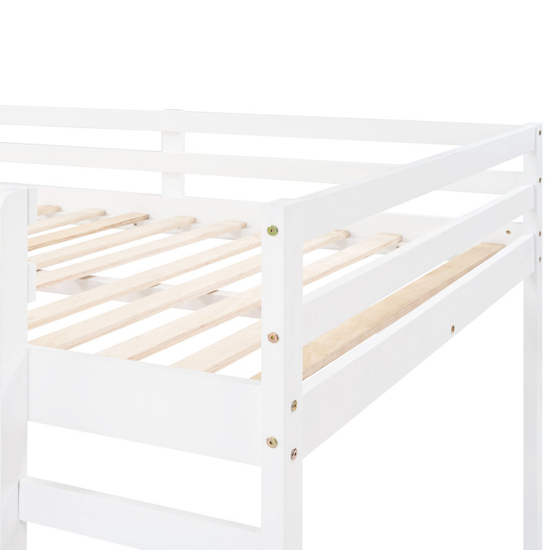 Lit mezzanine blanc avec glissade rayonnante - Bois massif fabriqué pour procurer de la chaleur