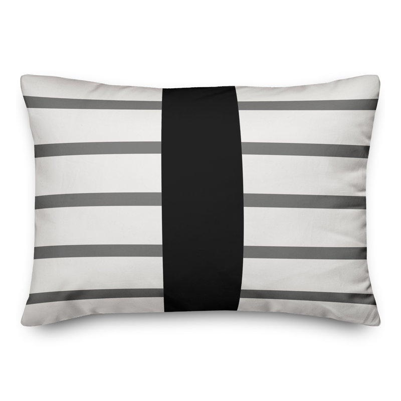 Mirrored Stripes 17 Outdoor Throw Pillow, Grey