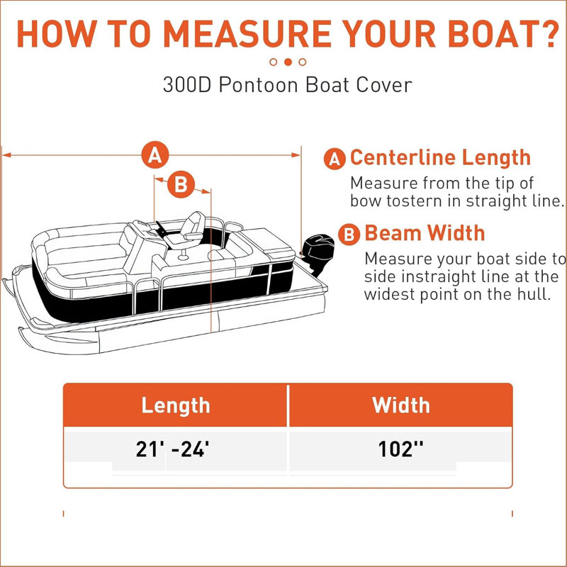 Heavy Duty Pontoon Boat Cover, 300d Waterproof Trailerable Boat Cover, Marine Grade Waterproof Covers With Adjustable Windproof Tightening Strap & Storage Bag, Gray