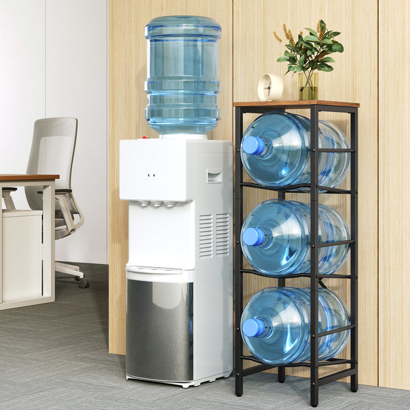 Porte-bouteilles d'eau, support pour bonbonnes d'eau de 5 gallons, distributeur d'eau à 3 niveaux avec tablette, pour cuisine, salon, bureau