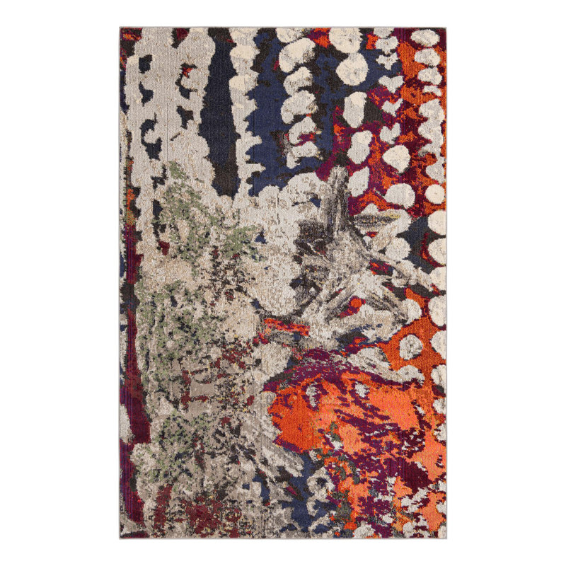 Ansela Washable Abstract Indoor Rug, Rectangle 5'3" x 8'