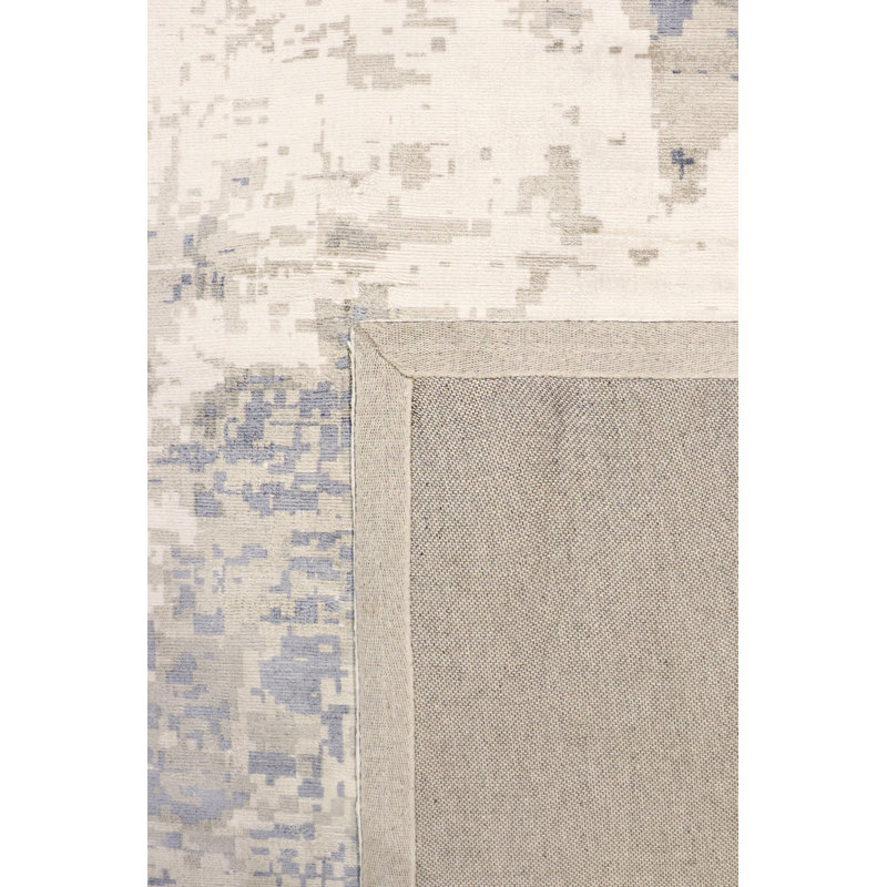 Tapis synthétique tissé à la main Mirage, gris / bleu / ivoire, Rectangle 9 po x 12 po