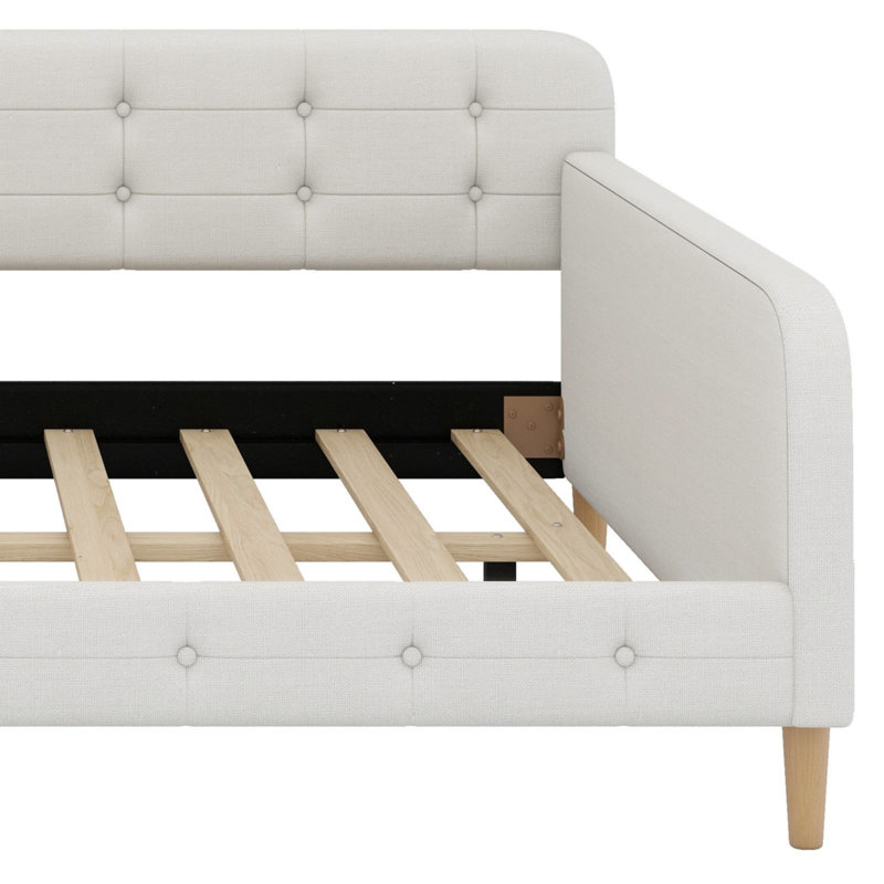Upholstered Daybed With 4 Support Legs, Beige