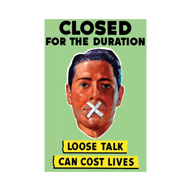 WWII Poster Showing The Head Of A Man With His Mouth Taped Shut by Stocktrek Images - Wrapped Canvas Print