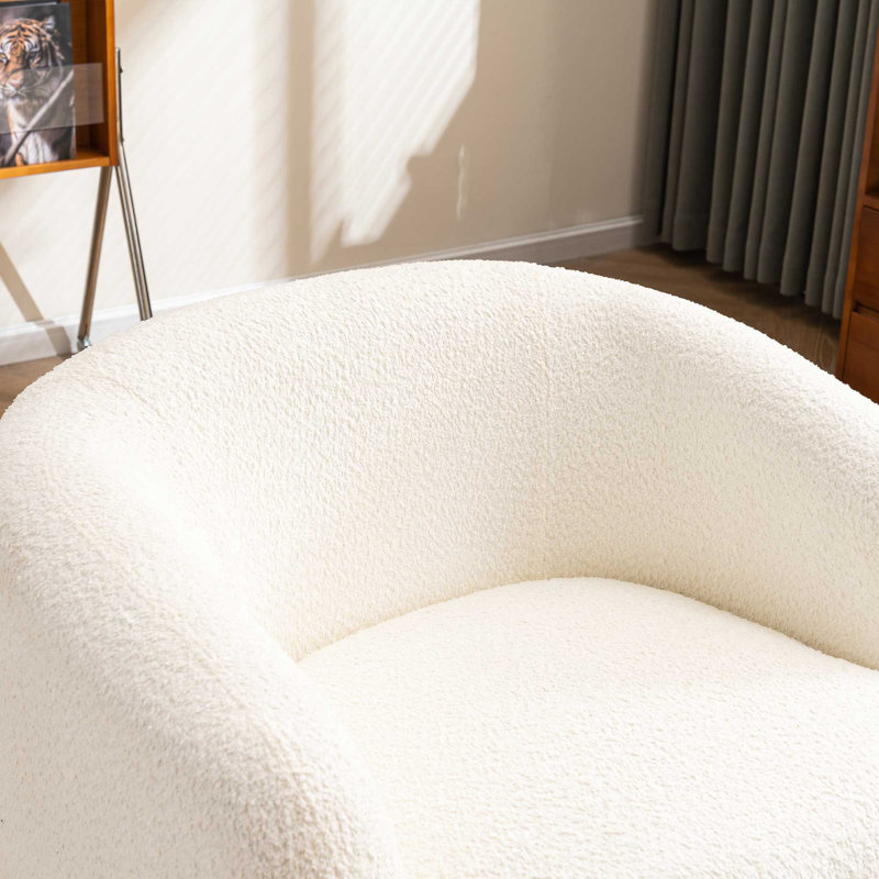 Fauteuil demi-tonneau pivotant rembourré Munehito, Blanc