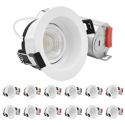 LUXRITE 3 In. Regressed Gimbal LED Light, 5CCT 2700K-5000K, 9W, 750LM, Ceiling Spotlight 360º + 30º Rotation, Dimmable, CRI90, IC Rated, ETL 12 Pack