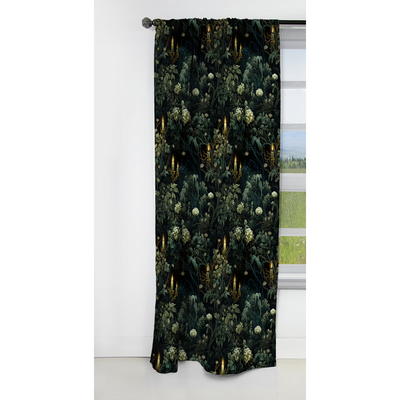 Haunted Nocturne Moody Patterns - Rideau floral - Rideau occultant floral - 1 panneau, L 52 po x L 84 po