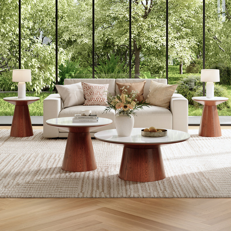 Table basse Ansel, H 15,7 po x L 35,4 po x l 35,4 po, Glossy White