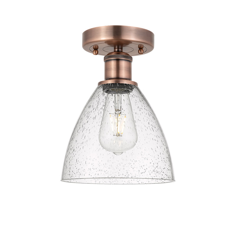 Plafonnier semi-encastré 1 lumière Alleson, H 11,25 po x l 7,5 po x P 7,5 po, Cuivre antique
