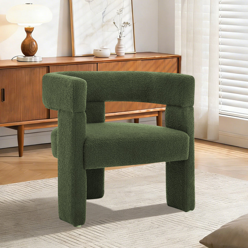 Fauteuil demi-tonneau pour salon 23 po Boucle, Vert