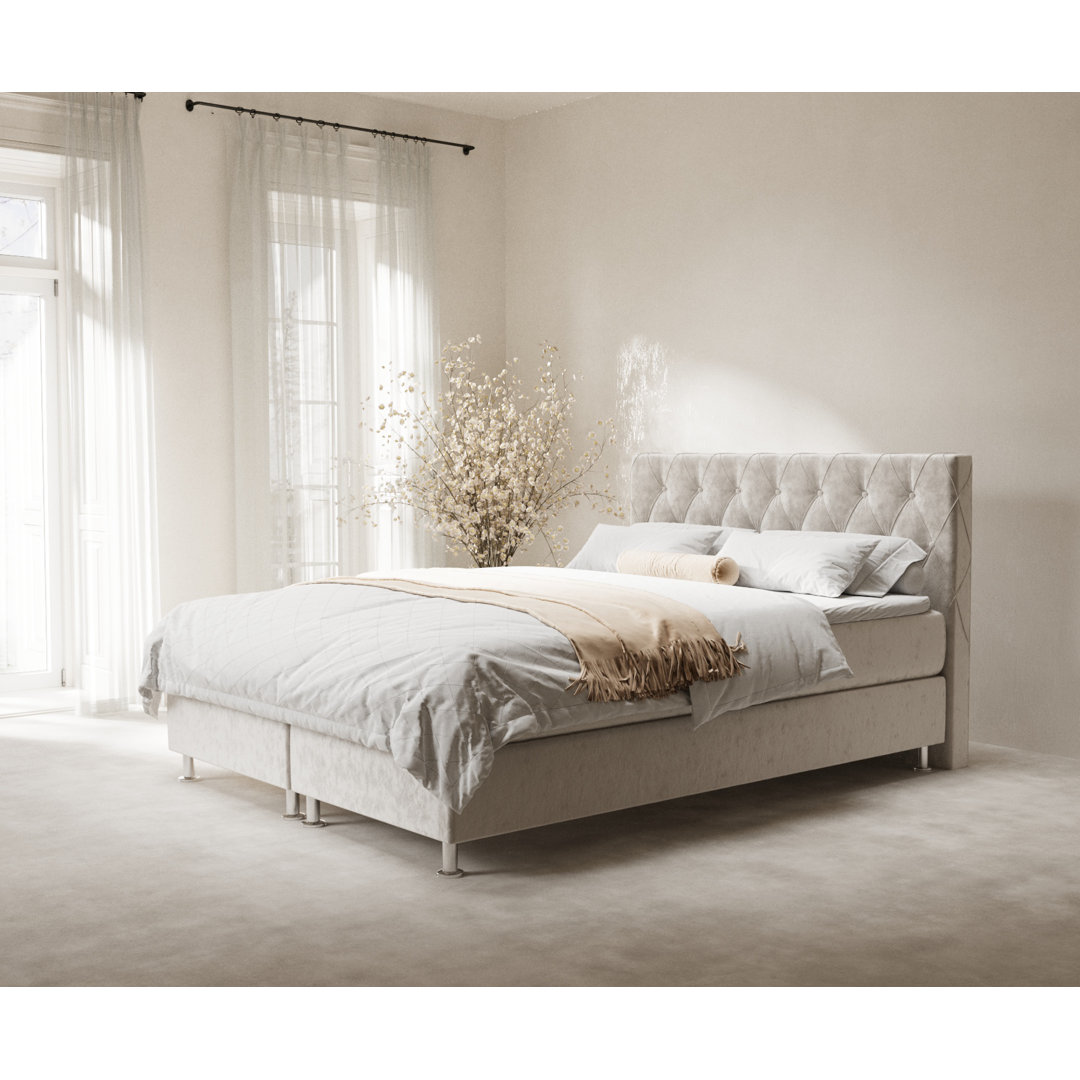 Echtes Boxspringbett Elisio mit Zwei Matratzen und Topper