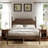 Queen Size Platform Bed Frame With Curved Tall Headboard And Spindle Design For Stylish Bedrooms-641710851