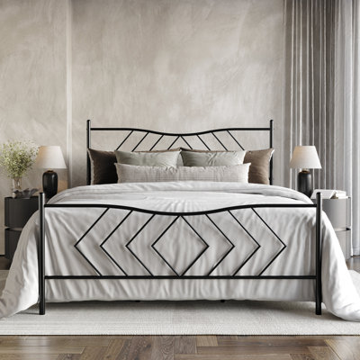 TWIN SIZE METAL PLATFORM BED IN BLACK