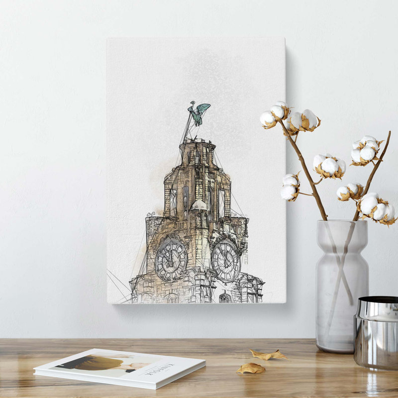The Liver Building Liverpool In Abstract - Wrapped Canvas Print, 50cm H x 35cm W x 3cm D