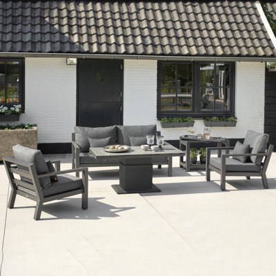 Timber Lounge Set With Adjustable Height Table