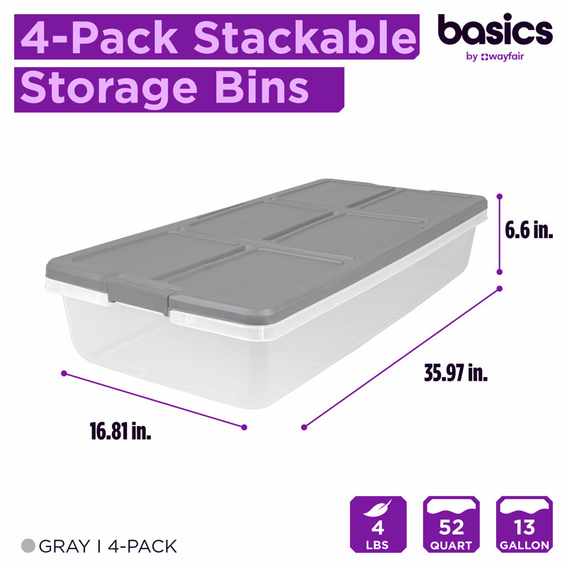 Latched Underbed Storage Container 52 qt. - Basics by Wayfair™