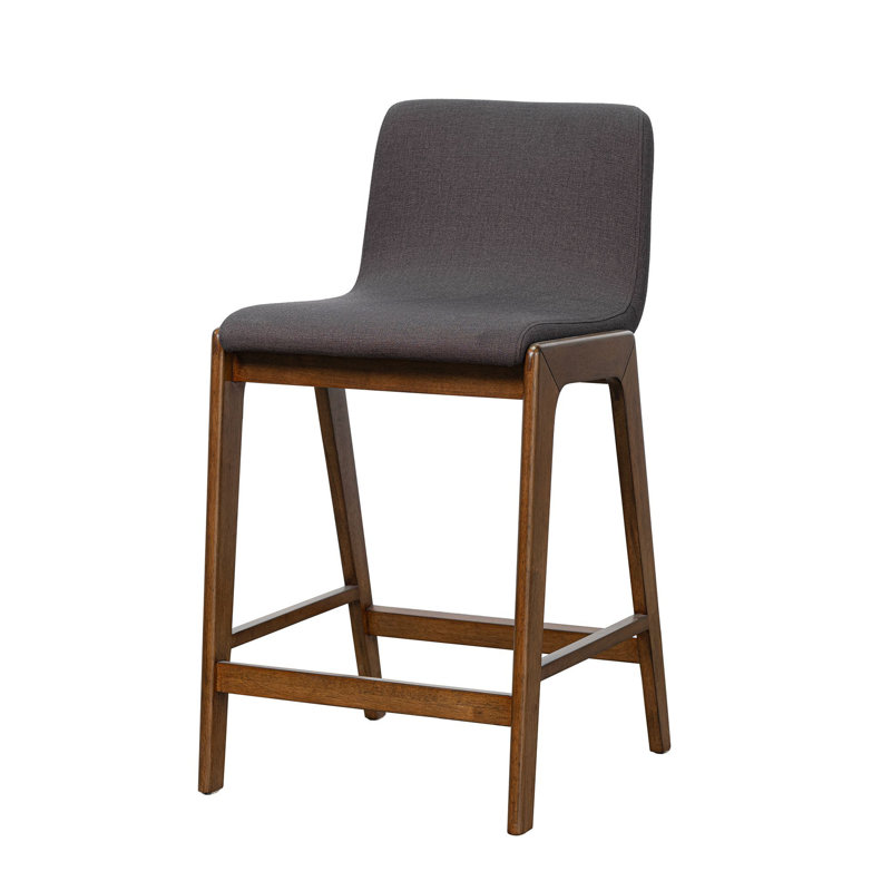 Nicoletta 36" Gray Upholstered Counter Stool with Rubberwood Frame