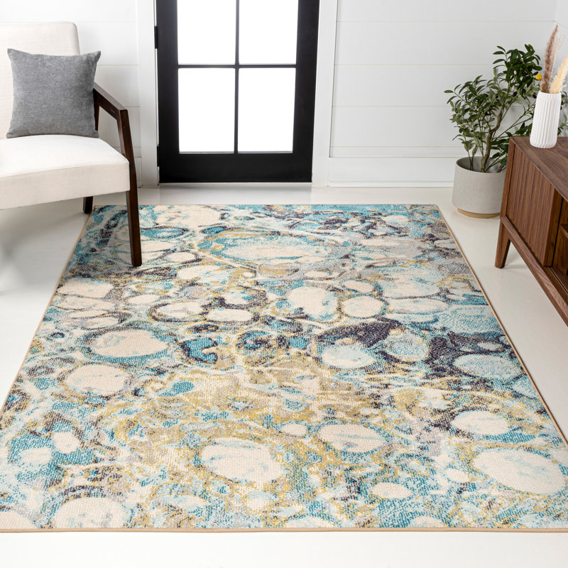 Tapis bleu / beige Dessens, Rectangle 4pi x 6 pi