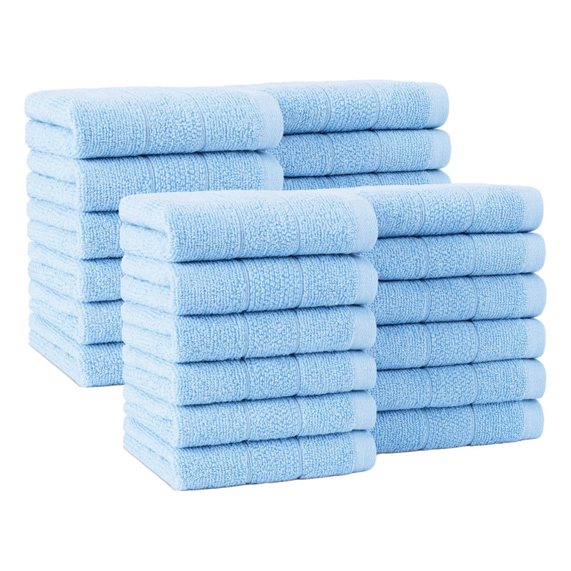 Family Essentials Washcloths (Pack of 24), 12x12, Cotton, Heritage Blue