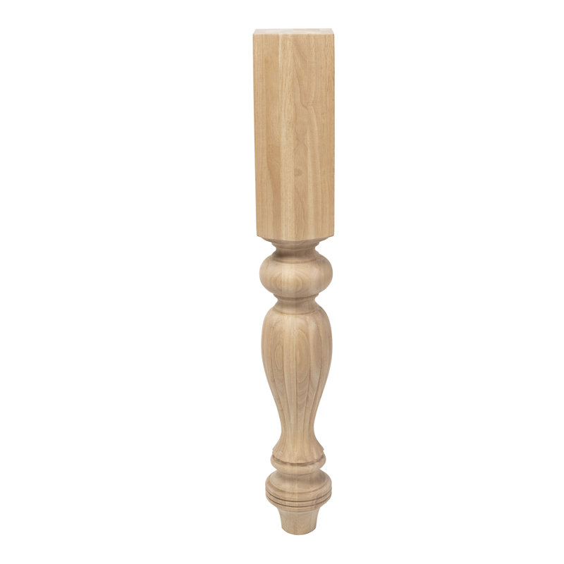 Unfinished Hard Maple French Kitchen Island Leg 35.25" High