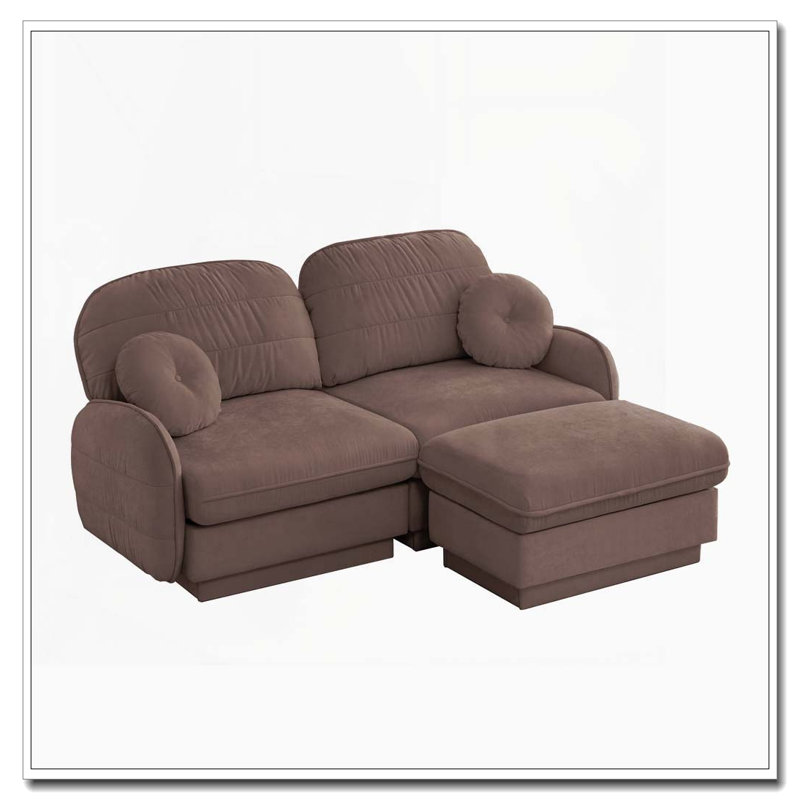Canapé en chenille Cloud, siège profond avec repose-pieds mobile, Poussière de rose + 2 sièges + 1 fauteuil