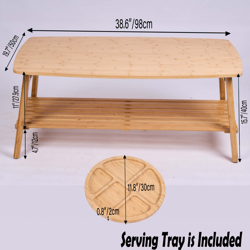 Table basse Markael entièrement assemblée en bambou pliable