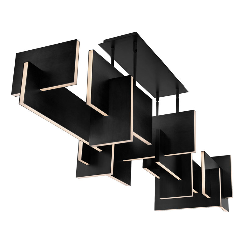 Luminaire suspendu rectangulaire unique à 1 lumière Amari, Noir