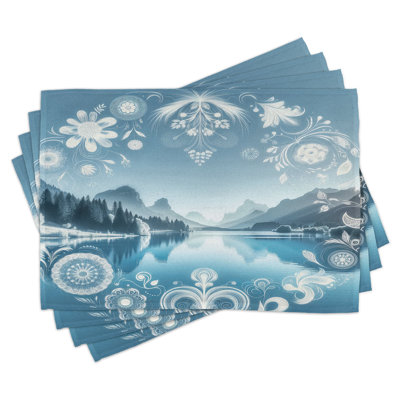 Polyester Slate Blue Sky Blue Rectangle Placemat