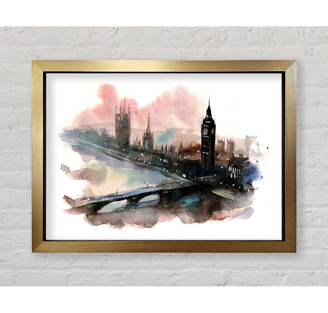 Aquarell Big Ben Houses Of Parliament - Einzelner Bilderrahmen Kunstdrucke