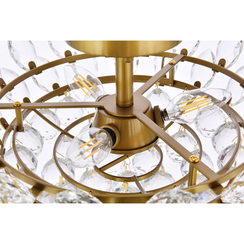 Plafonnier semi-encastré Abel, Laiton, H 9,5 po x l 16 po x P 16 po, 3 lumières