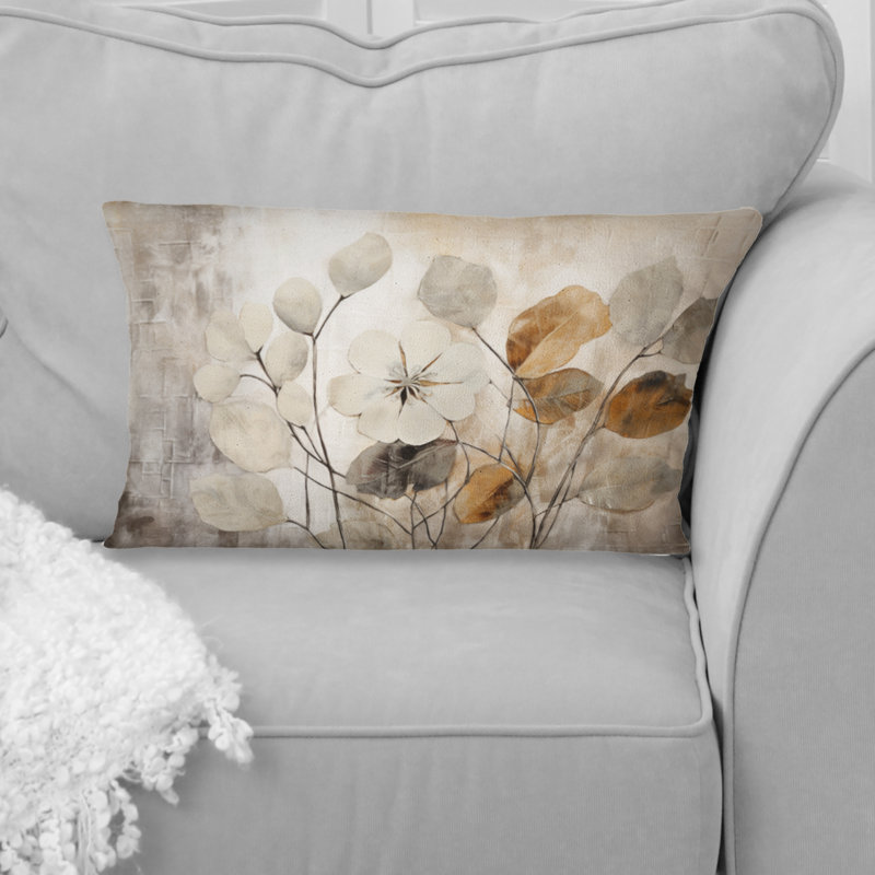 Coussin décoratif imprimé botanique beige III - Abstract Botanicals