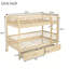 Lit superposé simple au-dessus de simple en bois de pin avec 2 tiroirs, convertible en 2 lits simples, lit superposé simple au-dessus de simple avec échelle et barrières de sécurité, naturel-681533852