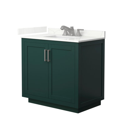Ensemble de meuble-lavabo simple 36 po avec plateau en quartz Miranda