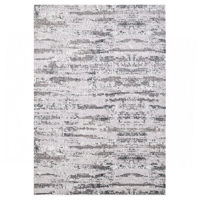 Tapis tissé argenté Manhattan, Rectangle 5 pi 3 po x 7 pi 11 po