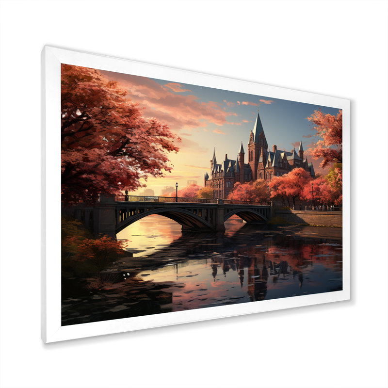 «College On Pond Memories» sur toile, H 24 po x l 32 po x P 1 po, Cadre photo blanc
