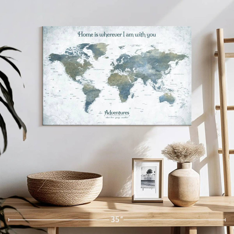 Carte du monde personnalisée Home With You I Push Pin, H 16 po x l 24 po, Oui
