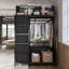 Lit superposé en métal avec tiroirs de rangement, cadre de lit simple avec garde-robe intégrée et tablettes ouvertes, tiroirs en tissu non tissé pour économiser de l'espace-2037344236